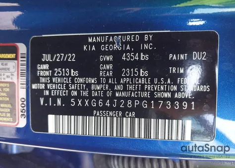 2023 Kia K5 Gt-Line z USA, uszkodzony, nr VIN 5XXG64J28PG173391